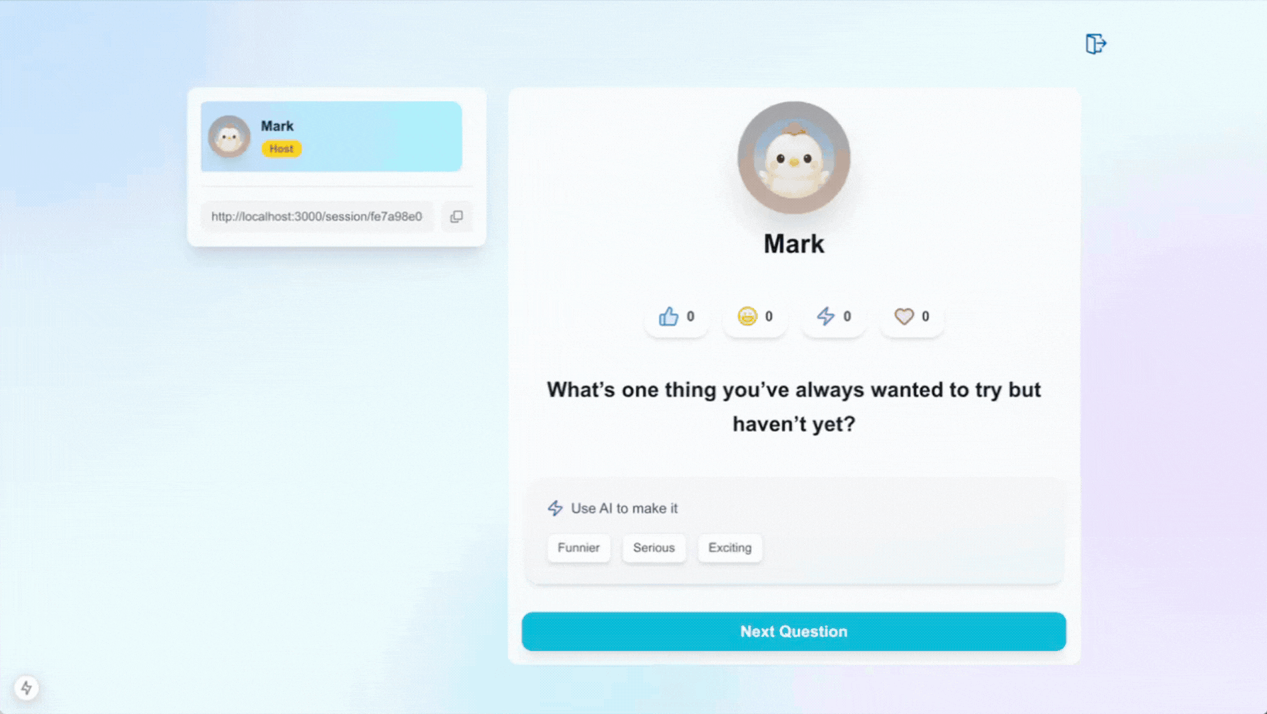Sharing the session link with friends