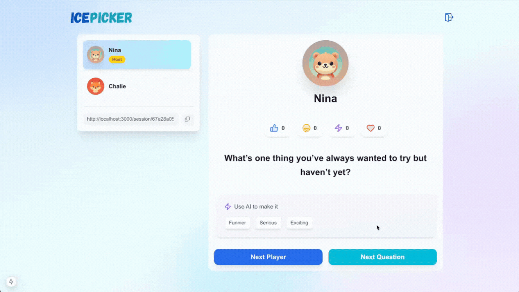 Players taking turns answering questions